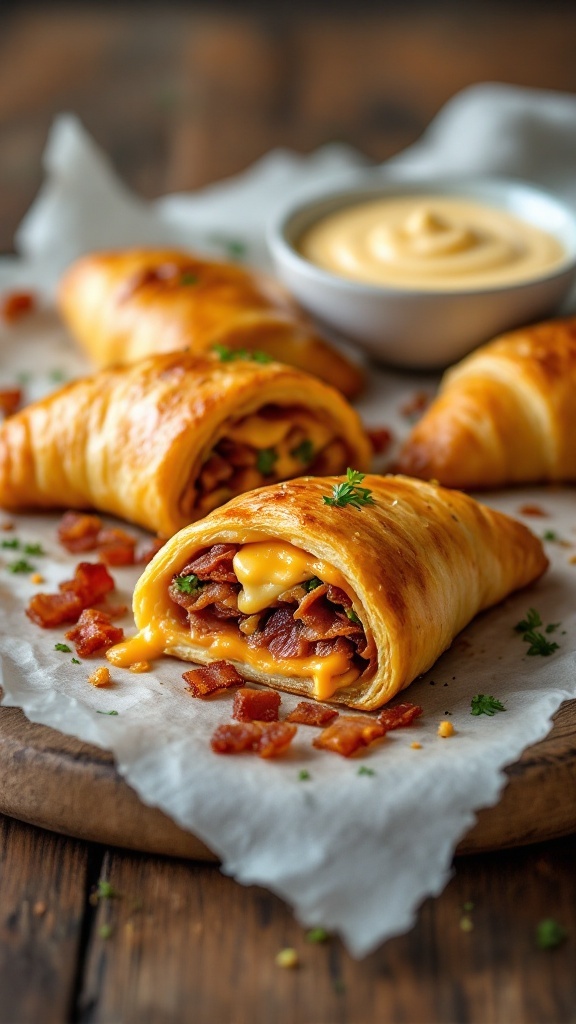 BBQ Bacon and Cheese Crescent Roll-Ups