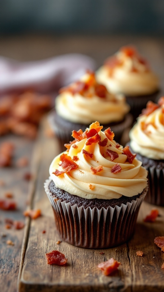 chocolate bacon cupcakes with bacon frosting