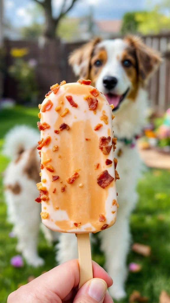 Frozen peanut butter and bacon pops for dogs