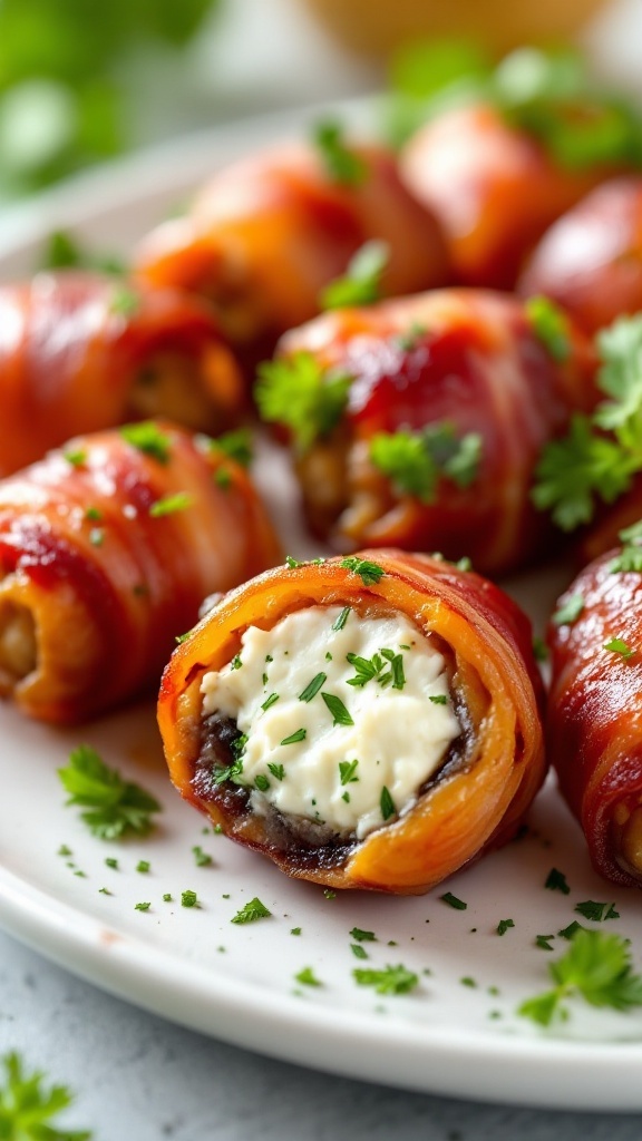 Bacon wrapped dates cream cheese