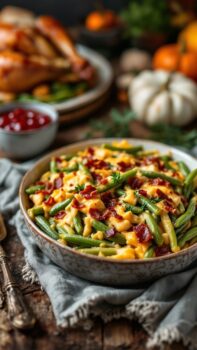 Smoky Cheddar and Bacon Green Bean Bake